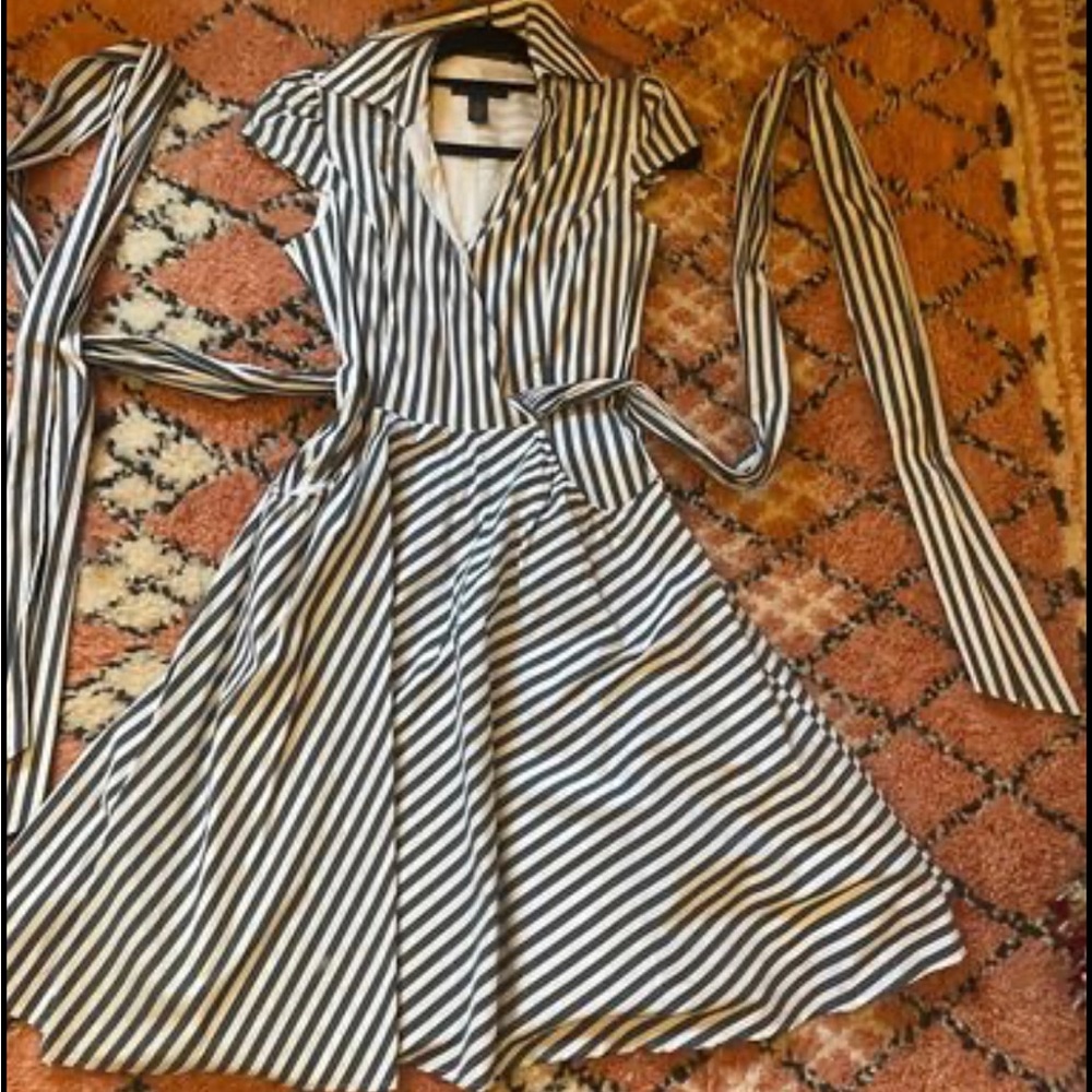 Blue and white collared anthropologie style classy dress size 2